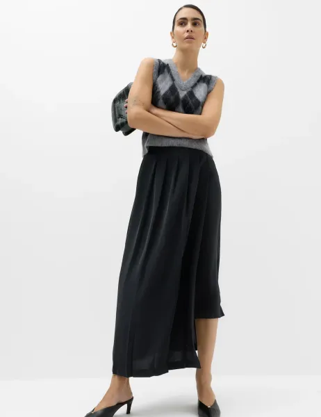 Marks & Spencer Pleated Asymmetric Midi Skirt Black