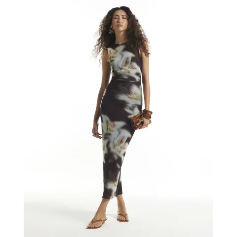 River Island Floral Printed Mesh Midi Dress