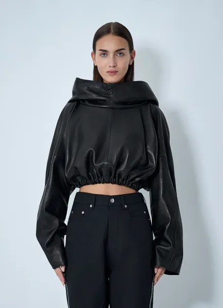 Hooded Leather Top