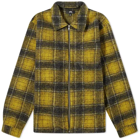 Wool Plaid Zip Shirt