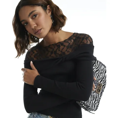 River Island Long Sleeve Lace Twist Top