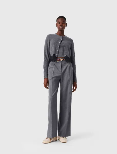 Twinset with lace trim