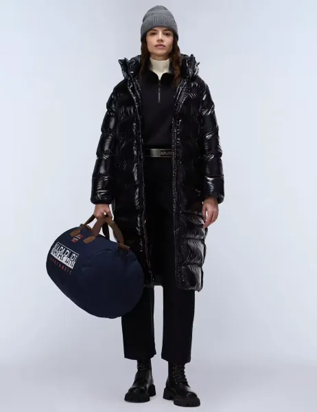 Glane High Shine Hooded Longline Puffer Coat
