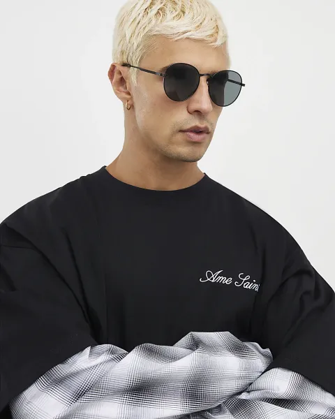 River Island Round Tortoise Arms Sunglasses