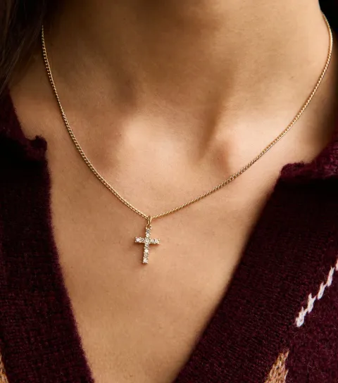 Gold Tone Cross Pendant Necklace
