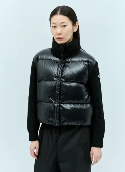 Padded Zip-Up Wool Cardigan
