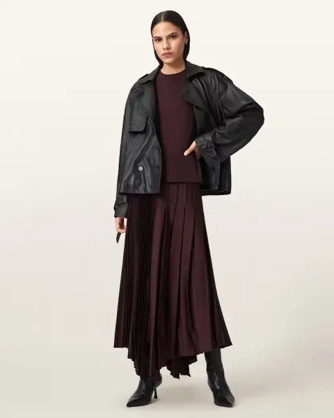 Jax Pleated Midi Skirt