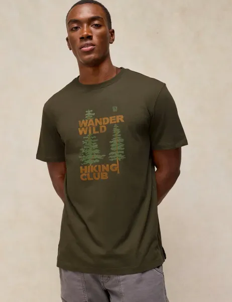 Cotton Rich Crew Neck Graphic T-Shirt Green