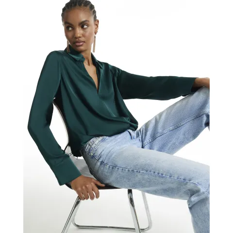 River Island Satin Wrap Front Blouse