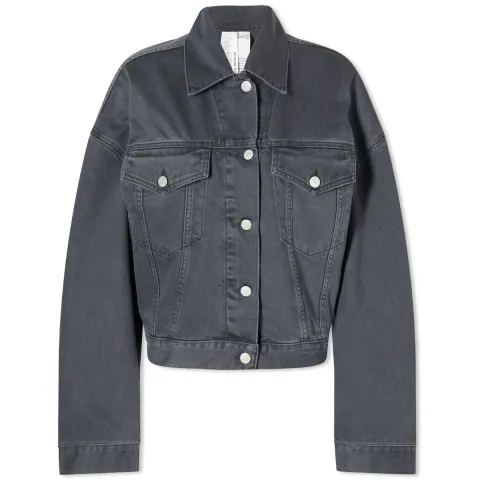 Morris Cropped Faded Black Denim Jacket