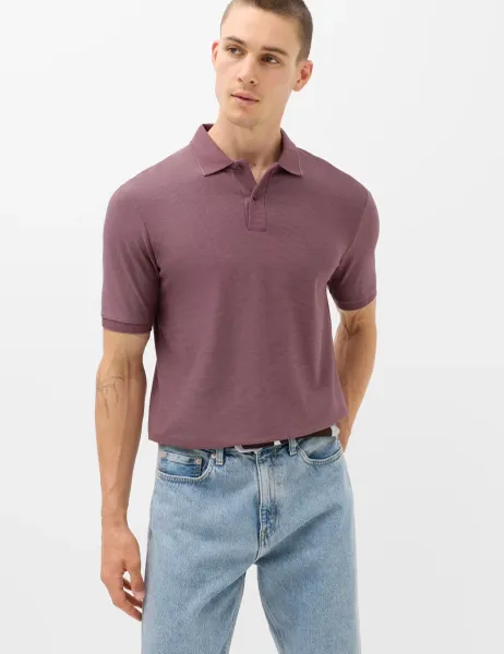 Marks & Spencer Cotton Rich Striped Short Sleeve Polo Shirt Rosewood
