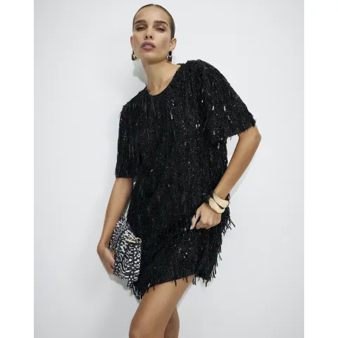River Island Sequin T-Shirt Mini Dress