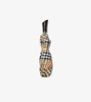 Check Folding Umbrella in Sand beige