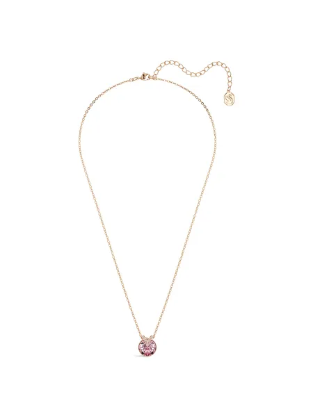 Swarovski Bella Round Cut Pendant Necklace Pink Stone Rose Gold Plated