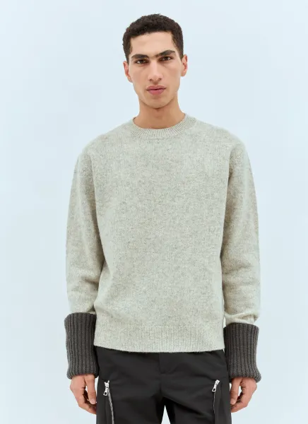 Contrast Cuffs Wool Sweater