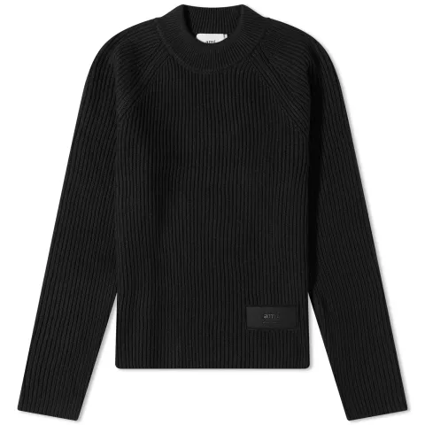 Logo Label Ribbed Crew Knit