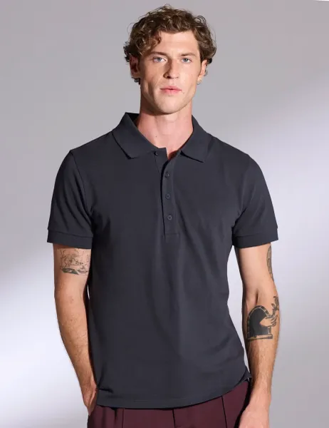 David Gandy Wellwear Pure Cotton Textured Polo Shirt Dark Grey