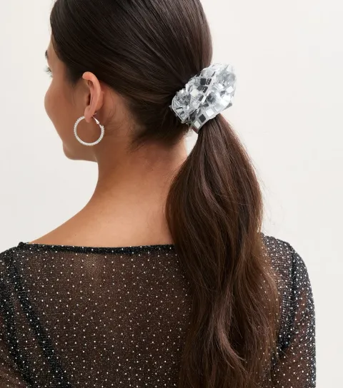 New Look Silver Christmas Disco Ball Scrunchie