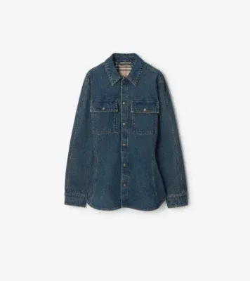 Fit-and-flare Denim Shirt in Mid blue