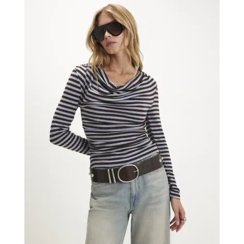 River Island Stripe Drapey Long Sleeve Top