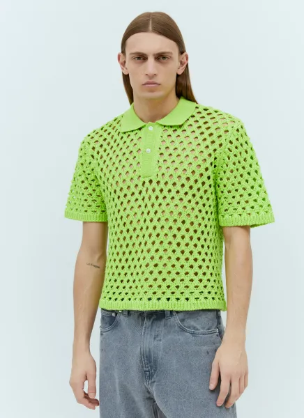 Open-Knit Polo Shirt