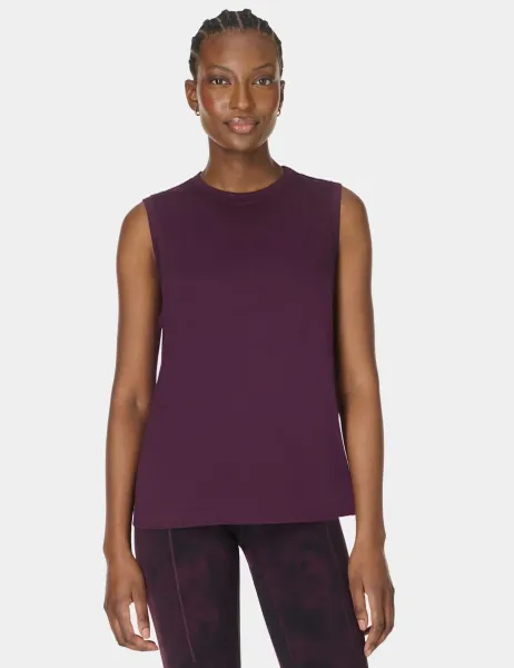 Sweaty Betty Essential Cotton Rich Crew Neck Vest Top Burgundy