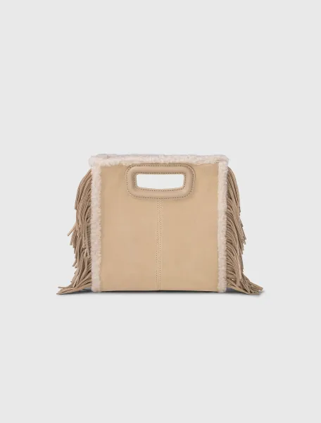 Maje Suede and fur-effect M bag