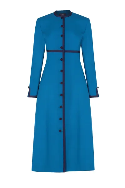 Sienna Coat in Petrol Wool Faille