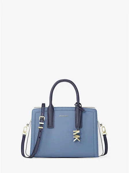 Michael Kors Laila Small Color-Block Pebbled Leather Satchel