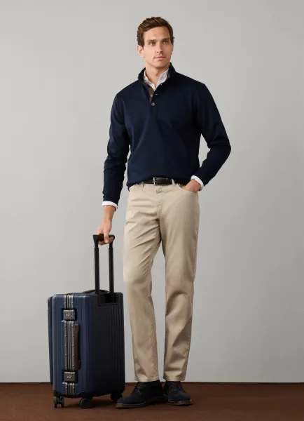Travel Twill Cotton Half Button Sweat