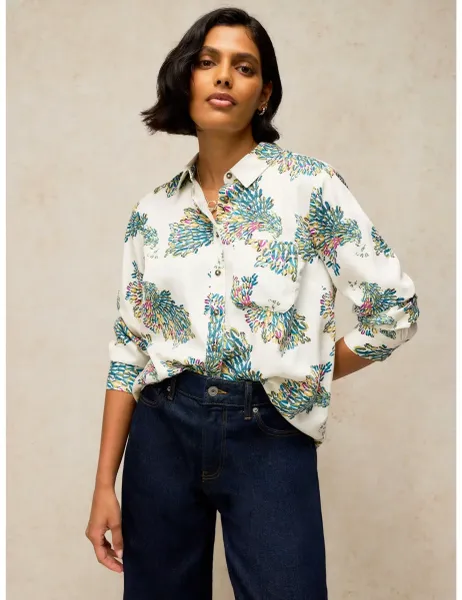 White Stuff Libby Pure Cotton Printed Collared Shirt