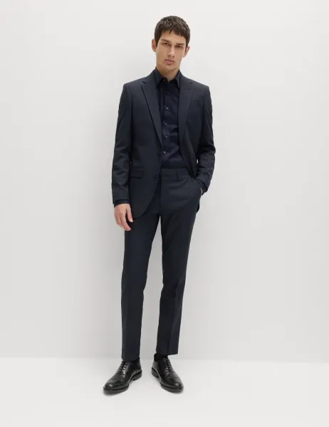 Marks & Spencer Skinny Fit Textured Stretch Suit Trousers Navy