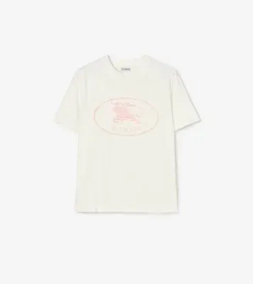 Knight Stamp Cotton T-shirt in Chalk white/mallow pink