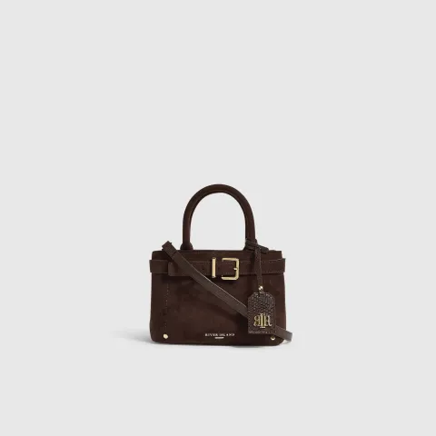 River Island Faux Suede Belt Front Mini Tote Bag
