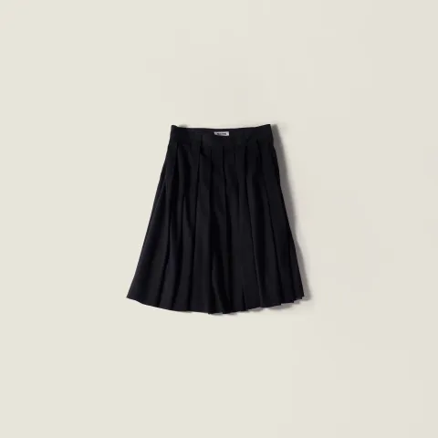Pleated waxed suede skirt