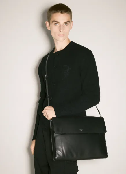 Logo Print Leather Crossbody Bag