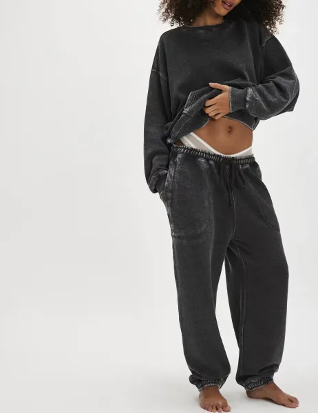 Cotton Rich Drawstring Joggers Black