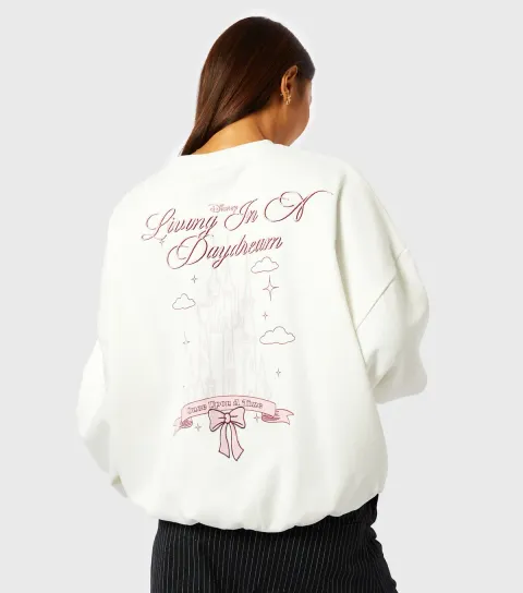 Women's Cream Disney Embroidered Slogan Sweatshirt