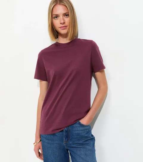 Women's Dark Burgundy Cotton T-Shirt