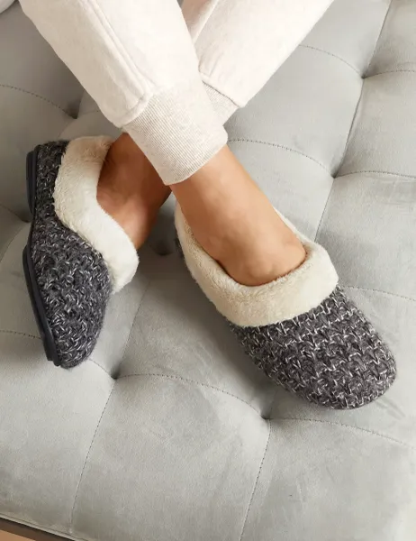 Jones Bootmaker Faux Fur Lined Slippers Grey