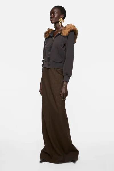 Shearling zip-up hoodie