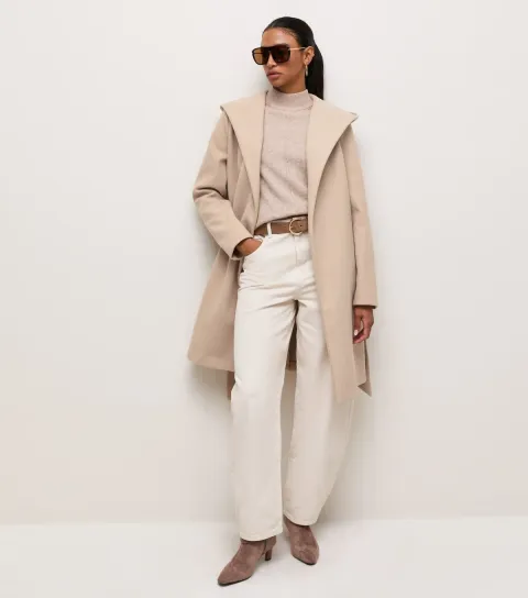 Women's Oatmeal Wrap Hooded Coat