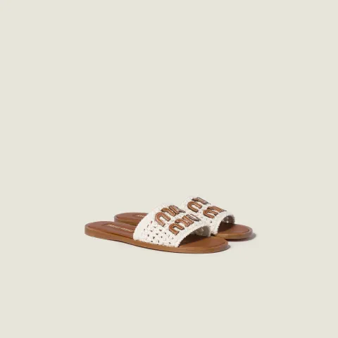 Crochet and leather slides