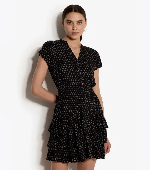 Apricot Women's Black Tiered Mini Shirt Dress