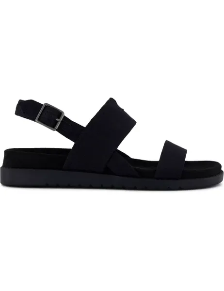 TOMS Canvas Strappy Footbed Slingback Sandals Black