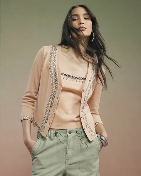 River Island Year Zero Embellished Trim Cardigan