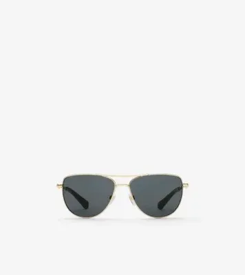 Metal Logo Square Sunglasses in Shiny gold