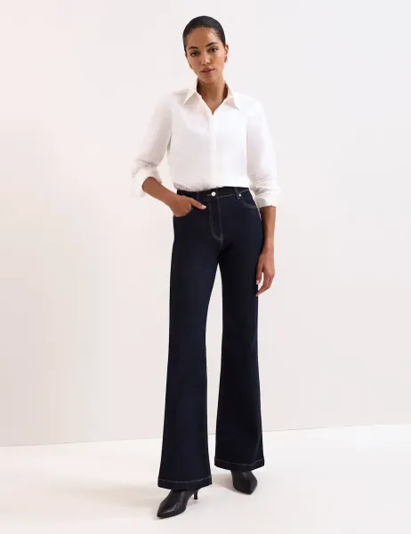 Phase Eight Mid Rise Bootcut Jeans Dark Indigo