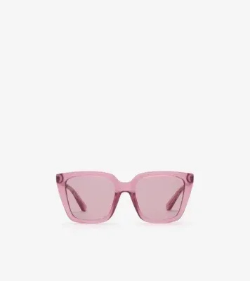 Check Engraved Square Sunglasses​ in Pastel pink