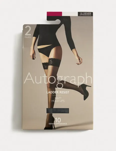 Autograph 2 Pack 10 Denier Ladder Resist Matt Hold-Ups Black